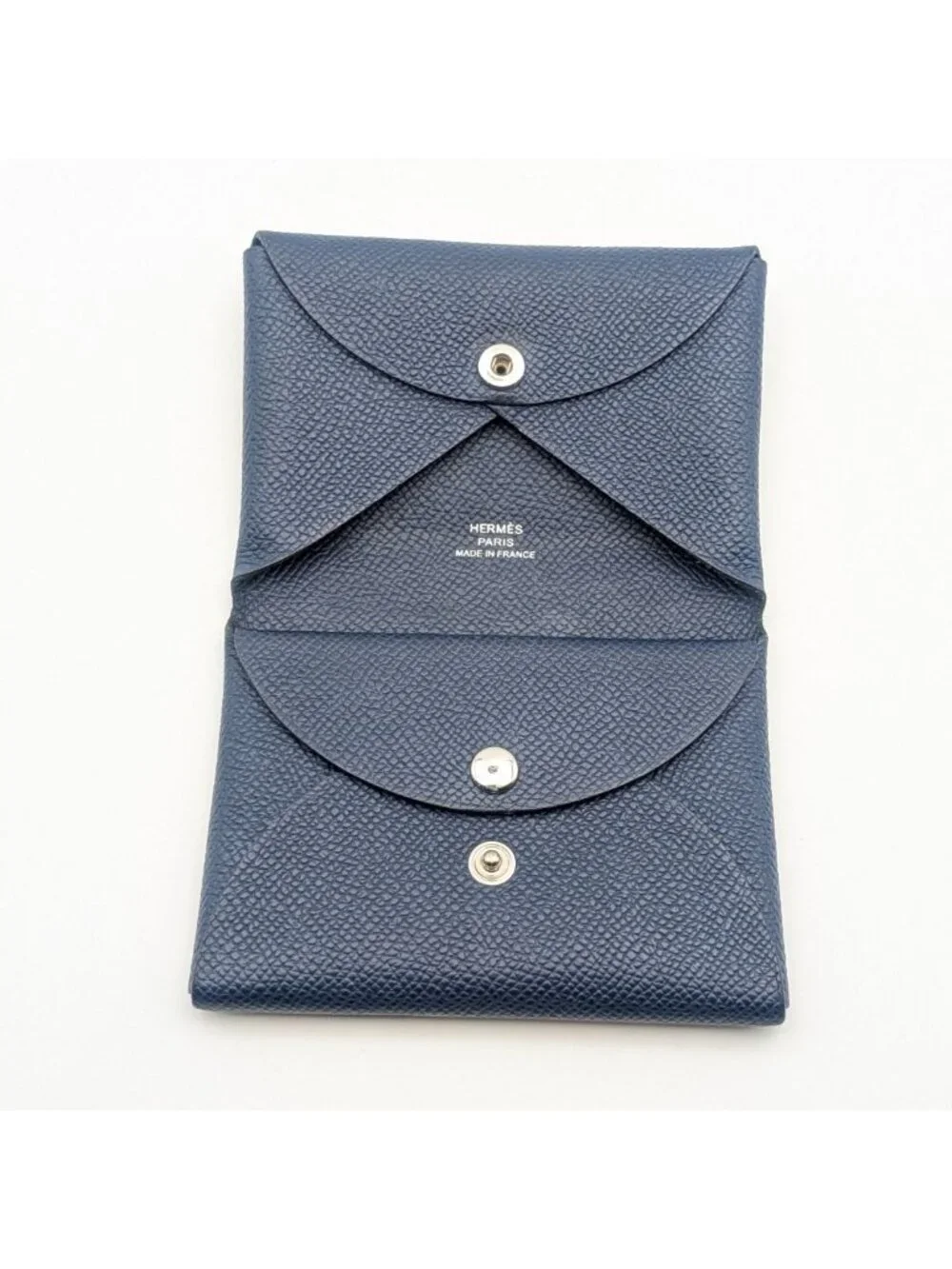 Hermes Calvi Duo Veau Epsom Navy Coin Case Business